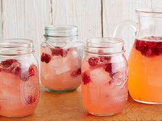 three mason jars filled with raspberry punch