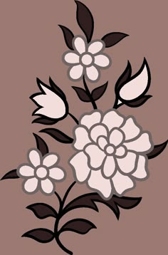 a drawing of flowers on a brown background