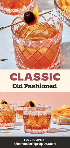 an old fashion in a rocks glass made with sugar, water, bitters & bourbon garnished with a maraschino cherry and orange peel Easy Old Fashioned Recipes, Old Fashioned Drink Recipes, Simple Old Fashioned Recipes, Traditional Old Fashioned Cocktail, Oldfashion Cocktail Recipes, How To Make Old Fashion Drink, Simple Old Fashioned Cocktail, Whiskey Old Fashioned Recipes, Perfect Old Fashioned Cocktail