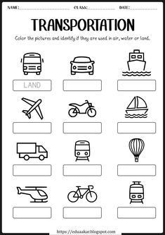 transportation worksheet with pictures and words to help kids learn how to read the word