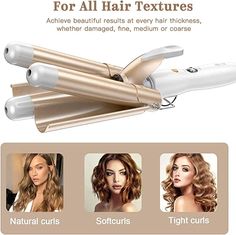 Waver Curling Iron Wand, BESTOPE PRO 5 in 1 Curling Wand Set with 3 Barrel Hair Crimper for Women, Fast Heating Hair Wand Curler in All Hair Type Three Barrel Curling Iron, Waver Curling Iron, Hair Tongs, Curling Wand Set, Wand Hairstyles, Hair Styling Tool, Hair Crimper, Hair Care Tools, Dermatological Skin Care