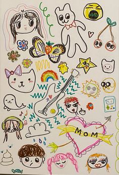 an image of children's drawings on white paper