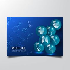 medical background with glass balls and icons