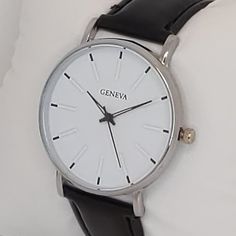 Men's Watch Minimalist Fashion Watch Silver Case White Dial Black Strap 40mm White Dial Watch