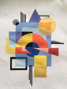 an abstract painting with different colors and shapes