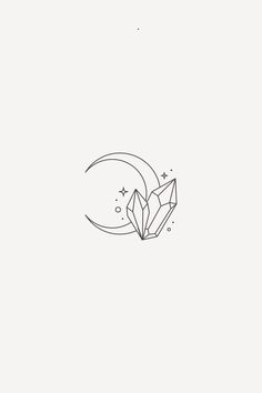 a black and white drawing of an origami on a crescent with the moon in the background