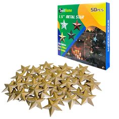 a box of star shaped candles next to it's packaging