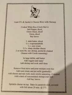 a menu for a restaurant with an image of jack's cheeses and shrimp on it