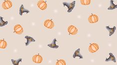 an image of a pattern with pumpkins and witch's hats on it for halloween