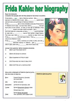 the frida kahlo her biography worksheet