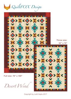 two quilts with different designs on them