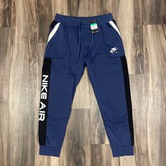 B73 New Size Xl Men’s Nike Nsw Air Fleece Sweatpants Blue Dc4317-410. Nike Pants Mens, Basketball Sweatpants, Sweatpants Blue, Basketball Pants, Athletic Sweatpants, Nike Track Pants, Joggers Track Pants, Fitted Joggers, Nike Sweatpants