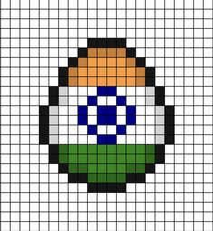 A pixel art template of an egg themed as the Indian flag. Pixel Drawing, Pokemon