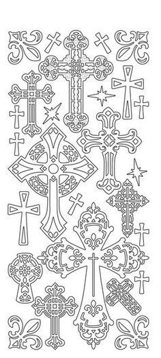 an ornate design with crosses and other symbols