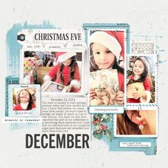 a scrapbook page with pictures of children in christmas hats and santa's hat