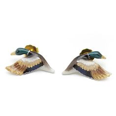 Mallard Duck Earrings– GOOD AFTER NINE Duck Earrings, Dark Brows, Duck Hunter, Mallard Duck, Mallard, Polished Brass, Gold Plating, Jewelry Crafts, 18k Gold