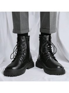 New High-Top Boots, All-Match Style Leather Shoes, Casual Work Boots, Zipper Popular Models,Go With Jeans Black    PU Leather     Men Shoes, size features are:Bust: ,Length: ,Sleeve Length: Casual Work Boots, Combat Boots Men, High Top Boots, Mens Boots Fashion, Warm Boots, Mens Leather Boots, Chelsea Ankle Boots, Leather Riding Boots, Shoes Comfortable