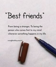 a pen sitting on top of a piece of paper with the words best friends written above it