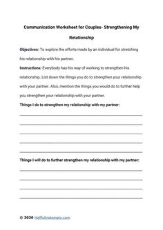 Communication Skills For Couples, Communication Worksheets For Adults, Couples Therapy Worksheets Communication, Couples Communication Exercises, Couple Communication