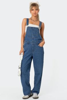 Rosemary Denim Overalls – edikted Casual Cotton Jeans With Button Closure, Casual Denim Blue Jumpsuit For Everyday, Casual Jeans With Button Closure, Casual Jeans With Buttons, Medium Wash Cotton Denim Jumpsuit With Button Closure, Utility Cotton Jeans With Buttons, Utility Jeans With Button Closure For Summer, Casual Denim Jeans With Button Closure, Utility Jeans With Button Closure In Medium Wash