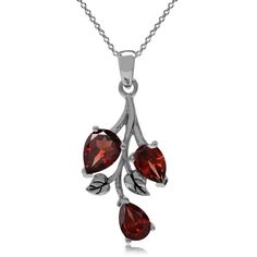 PRICES MAY VARY. Our Garnet, January's birthstone and gem of New York: deep reds are great with dark complexions Vintage inspired sterling silver jewelry are classical fashions from the previous 100 years in history; this is a typical example of a 1950's flower and leaf design Silvershake 2.85ct. Natural Red Garnet 925 Sterling Silver Leaf Pendant with 18 Inch Chain Necklace; is shipped to you in anti-tarnish protection inside reinforced gift boxes with satin-style pouches; guaranteed beyond com Satin Style, Garnet Pendant, Sterling Necklaces, Leaf Pendant, Red Garnet, Natural Red, Jewelry For Women, Silver Leaf, Pear Shape