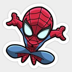 a cartoon spider man flying through the air with his arms out and eyes wide open