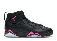 the air jordan 7 retro is available in black, pink and white