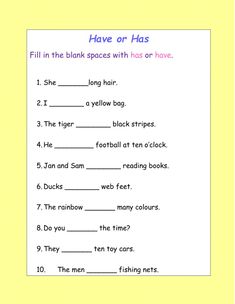 a printable worksheet for children to learn how to read the poem have or has