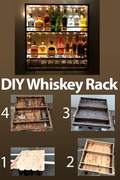 the diy whiskey rack is made from pallets