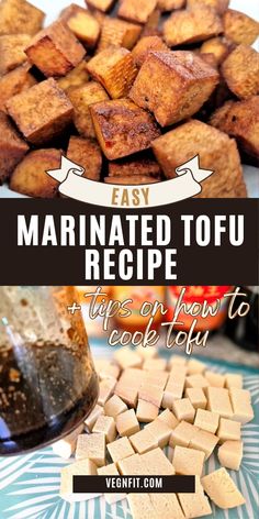 marinated tofu recipe with text overlay