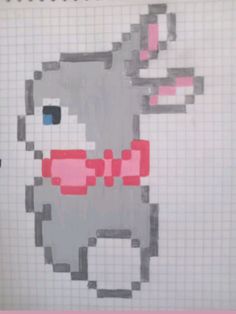 a drawing of a rabbit with glasses on it's face is shown in pink and gray