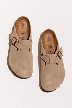 Birkenstock Boston Soft Footbed Clog | Urban Outfitters Birkenstock Boston Soft Footbed, Boston Soft Footbed, Birkenstock Outfit, Boston Clogs, Suede Clogs, Birkenstock Boston, Aesthetic Shoes, Swag Shoes, Leather Clogs