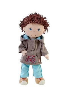 Toddler Boy Doll Liam by HABA Paw Patrol Ryder, Face Machine, Light Blue Pants, Bright Blue Eyes, Embroidered Face, Soft Boy, Boy Doll, Soft Dolls, Cloth Dolls