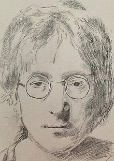 a pencil drawing of a man with glasses