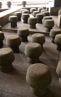 many stone balls are placed on the ground