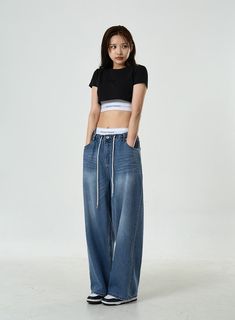 Product Detail Style : Street Detail : String Material : Cotton Fit : Wide fit Size(Inch) Waist Hip Thigh Rise Hem Total Length M/L 13.0" 20.1" 11.8" 12.6" 10.6" 39.0" Size(CM) Waist Hip Thigh Rise Hem Total Length M/L 33 cm 51 cm 30 cm 32 cm 27 cm 99 cm Chic Dressy Outfits, Fit Ideas Casual, Korean Female Casual Outfits, Low Rise Fashion, Newjeans Clothes Style, Lewkin Fashion, New Jeans Fashion Kpop, New Jeans Outfit Inspo Kpop, New Jeans Kpop Outfits