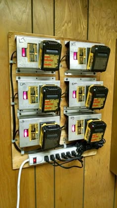 an electrical panel with multiple surge protectors attached to it