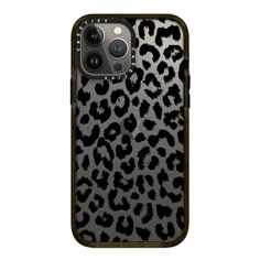 the black and white leopard print skin for the iphone 12 case is shown in this image