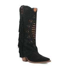 Take a walk on the wild side in the Spirit Trail boot. This 14-inch stylish fold-over boot is artfully designed, featuring fringe along the sides, detailed studs, and distinctive stitching. Crafted with soft-to-the-touch suede leather and cushioned comfort insole. With a pointed toe and a 2 1/2-inch heel, this boot provides an elevated and stylish look for those seeking a touch of adventure in their footwear.Features: CushionedClosure Type: Pull OnShaft Circumference: 14 InchesBoot Shaft Height: Bohemian Suede Boots With Fringe, Bohemian Suede Fringe Boots, Bohemian Style Fringe Suede Boots, Festival Leather Fringe Boots, Western Boots With Tassels And Round Toe, Bohemian Leather Boots With Fringe, Leather Fringe Boots For Fall, Western Boots With Tassels For Festival, Western Festival Boots With Tassels