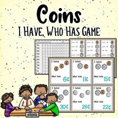 coins i have, who has game with three kids sitting at a table in front of them