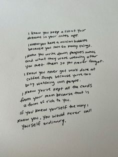 a piece of paper with writing on it and some type of handwritten poem written in black ink