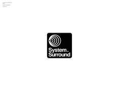 the logo for system surround is shown in black and white, with an image of a spiral