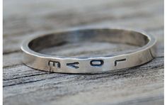 Slim LOVE ring Stamped Ring, Hand Stamped Ring, Stamped Rings, Custom Ring, Bridal Bands, Cute Rings, Thumb Rings, Stamped Jewelry, Recycled Sterling Silver