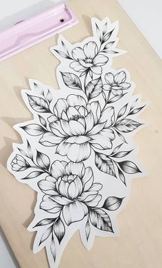 Flower Thigh Tattoos, Arte Doodle, Flower Tattoo Shoulder, Flower Tattoo Sleeve, Tattoo Outline