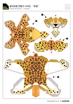 an animal cutout is shown with different shapes and sizes, including the face of a leopard