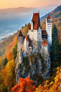 Embrace the mystique of Bran Castle with this ultra HD image. Perfect morning mist and incredible stonework detail create a breathtaking backdrop for autumn-inspired makeup looks. #GothicGlam #BeautyMeetsHistory Ethereal Veil, Gothic Goddess, Misty Landscape, Bran Castle, Bold Lip, Perfect Morning, Castle Wall, Gothic Makeup