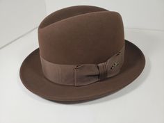 DOBBS DAILY MINK BROWN FUR FELT CENTER DENT FEDORA HAT MADE IN USA 2 INCH BRIM 5 INCH CROWN 1 3/4 INCH BAND Hat Styles, Mens Attire, Brown Fur, Love Hat, Berets, Fedora Hat, Hat Making, Style Guide, Hat Fashion