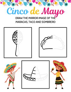 an activity sheet for children to learn how to draw the mexican character cinco de mayo