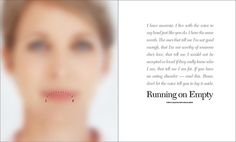 a woman's face is shown with the words running on empty in front of her