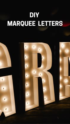 marquee letters are lit up in the dark for marquee party decorations